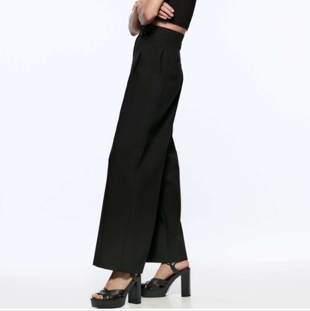 Zara Black Wide Leg Pants Jumpsuits - Picture 3 of 9